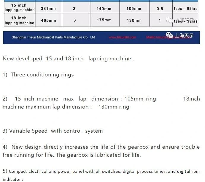 18 Inch Polishing Machine for Seal Rings and Segments