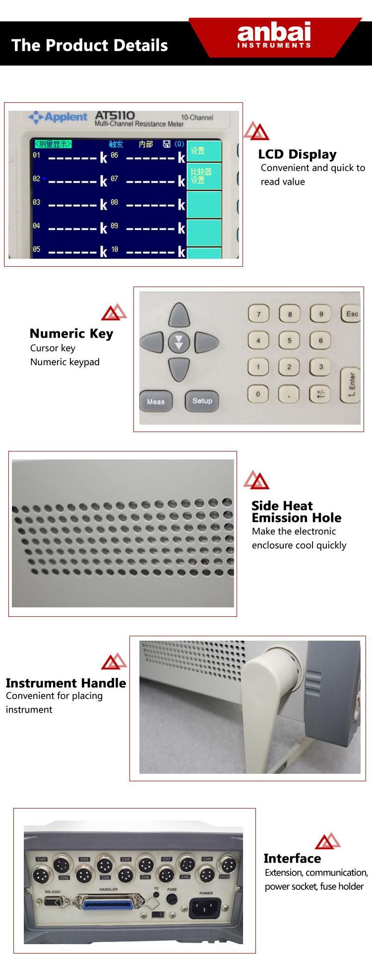 Multi-Channel Resistance Measuring Equipment for with 1micro -300K Ohm (AT5110)