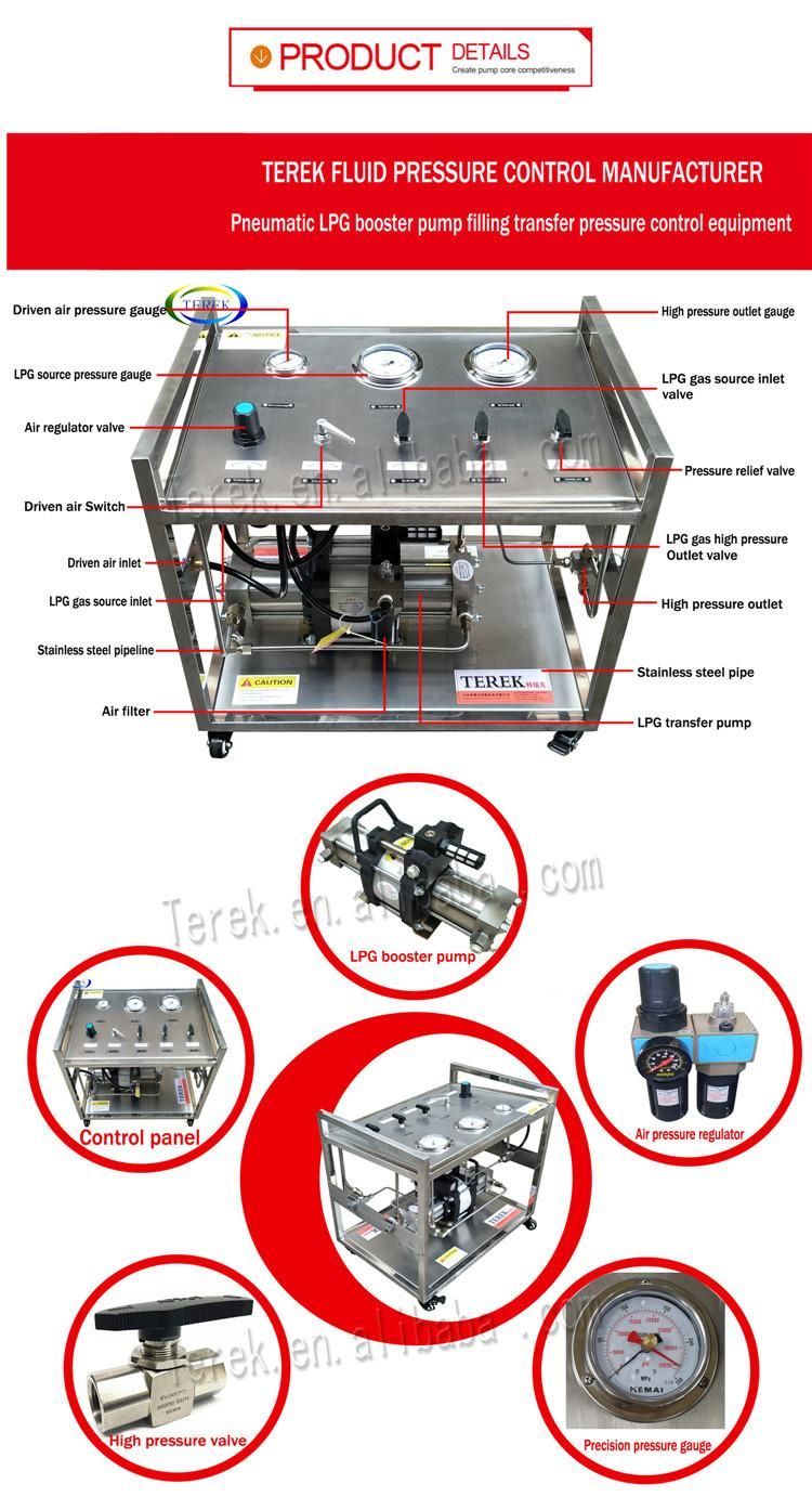 Terek Brand Pneumatic LPG/Butane/Propane Transfer Pump Pressurized Filling Bench