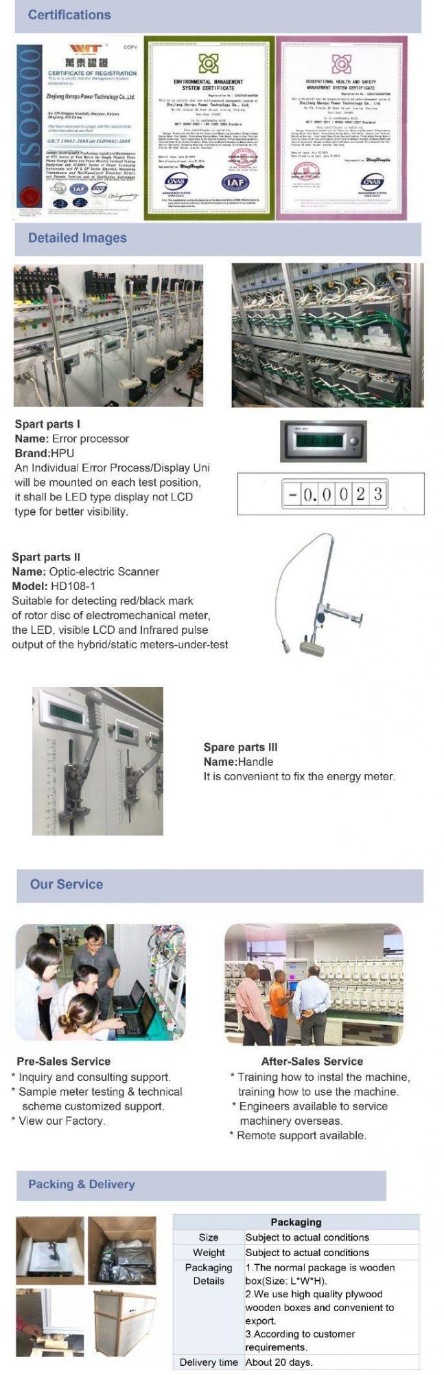 Three Phase Close-Link Kwh/Electric/Energy Meter Test Bench with Isolated CT (PTC-8320E)