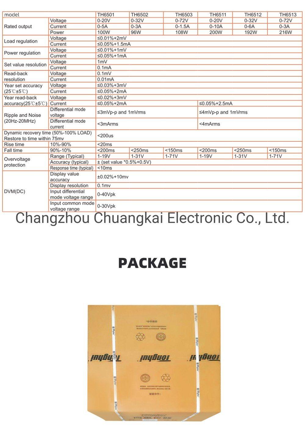 Th6503 Single Channel 72V/1.5A/108W Programmable Linear DC Power Supply