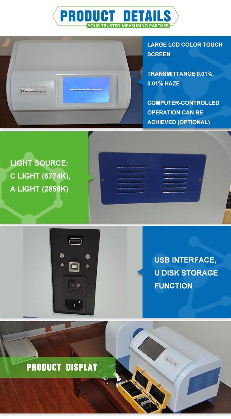 Skz120c Digital Haze Meter Fully Automatic Material Transmittance and Haze Degree Haze Tester Device Laboratory Measurement