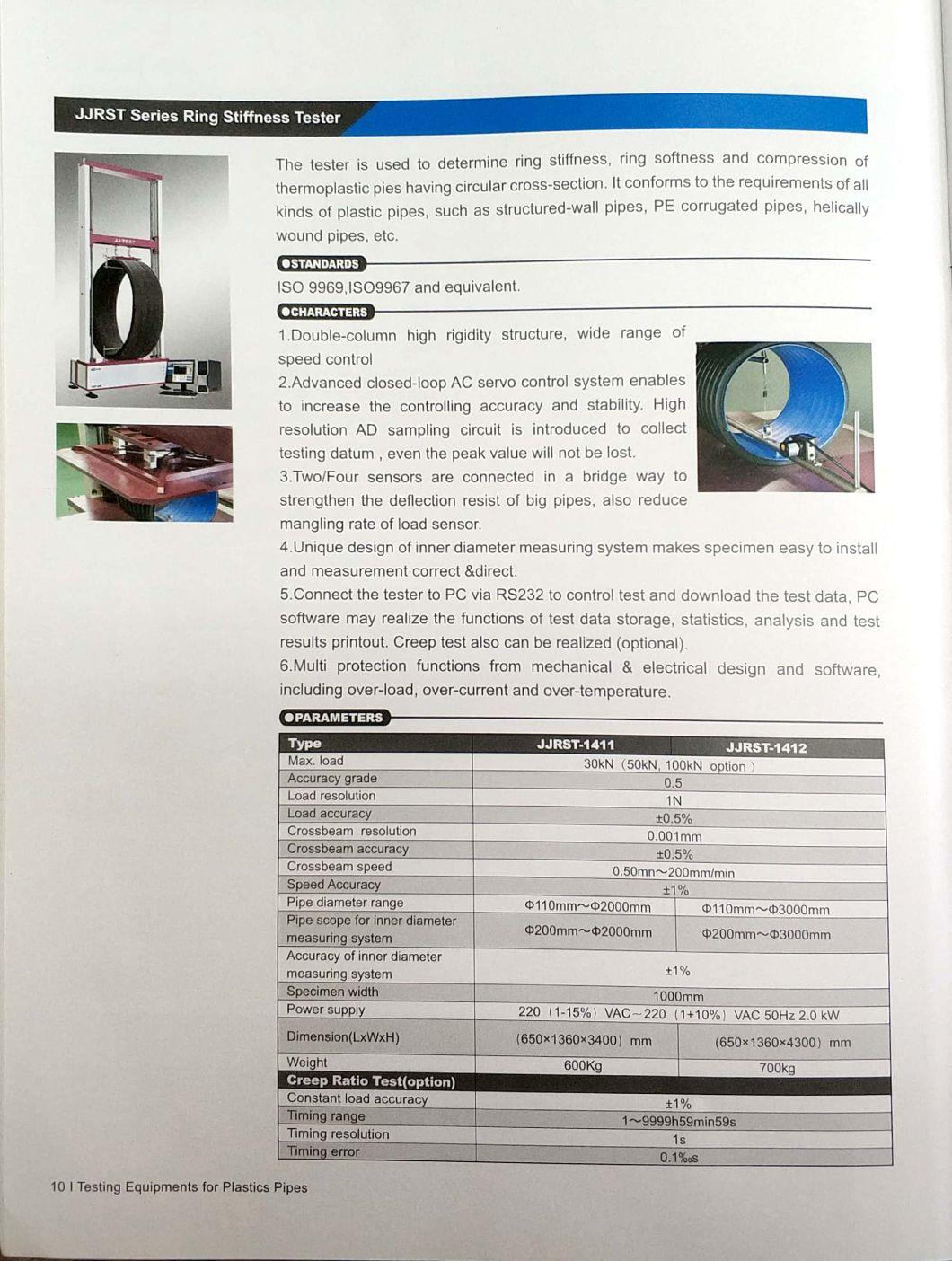 Computer Control 30/50/100kn Plastic Pipe Ring Stiffness Tester