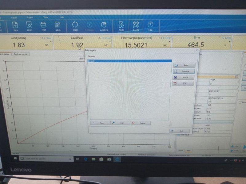 CE Certificate 100kn 10ton 3000mm 3m Compression Test Space GRP Tube Computer Control Pipe Ring Stiffness Testing Machine