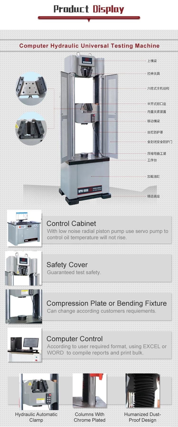 Computer Metal Bar Electronic Servo Hydraulic Universal/Tensile/Compression/Bending Testing Equipment