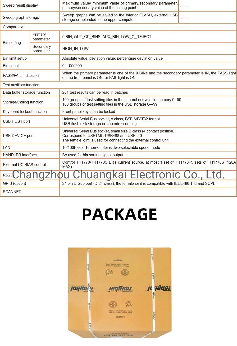 Th2838h Lcr Meter 20Hz-2MHz with DC Bias 0-40V Resistance Meter