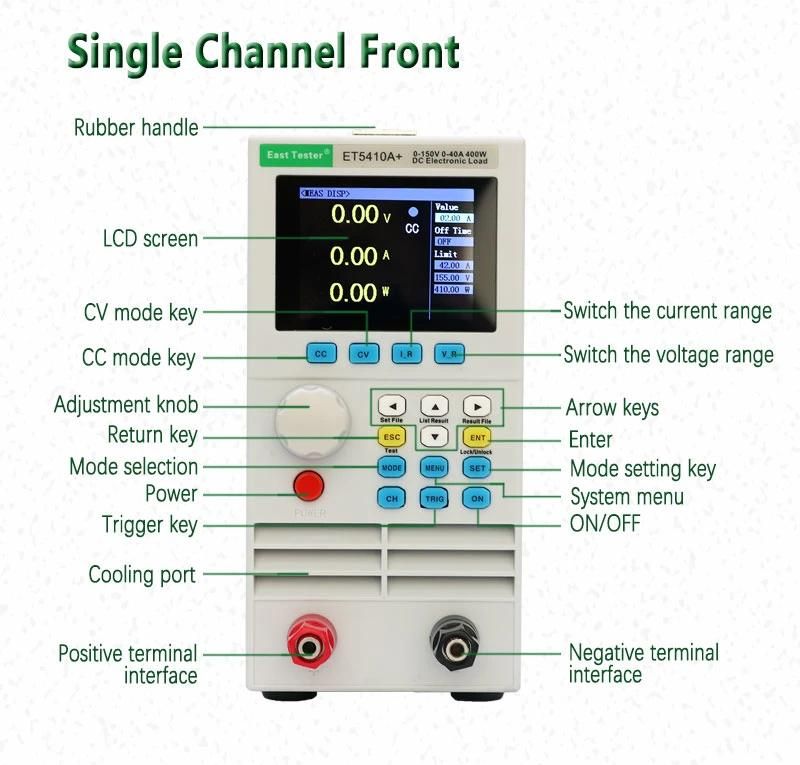 400W 500V 15A Single Channel Programmable DC Electronic Load Battery Capacity Discharger