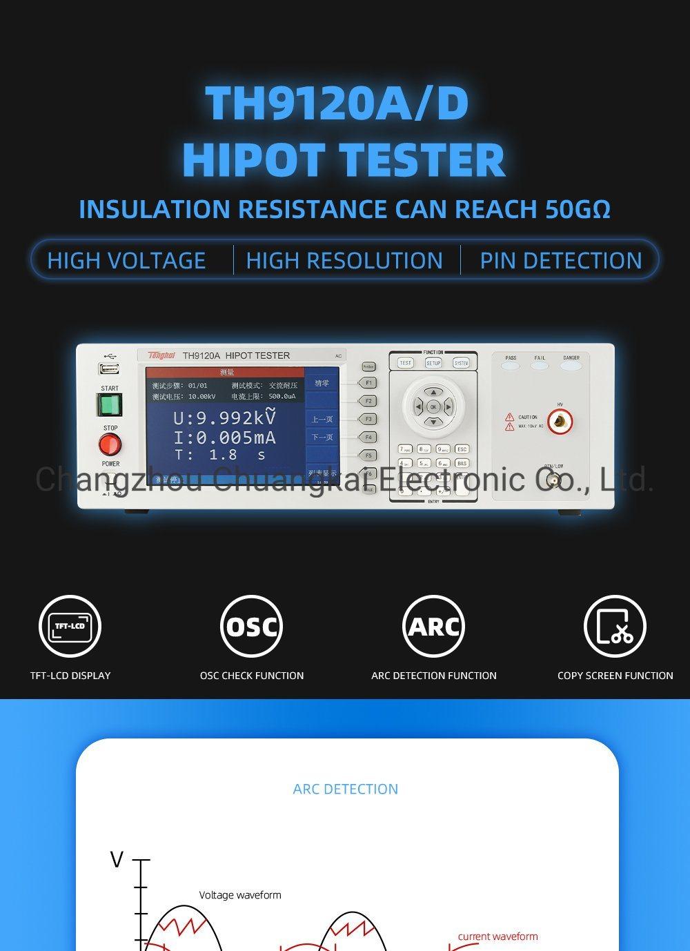 Tonghui Th9120d Hipot Tester DC 0.05-12.0kv DC/IR Test Mode