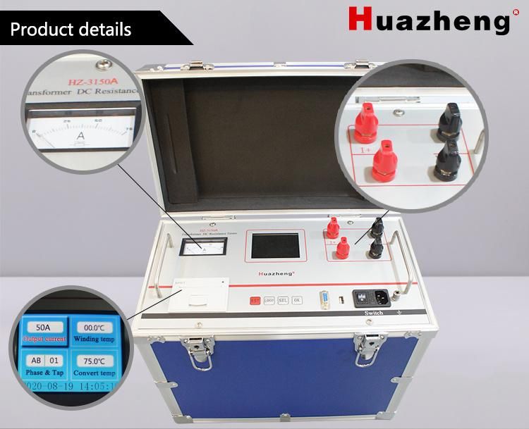 2A/3A/5A/10A/20A/40A/50A Portable DC Winding Resistance Tester for Power Transformer