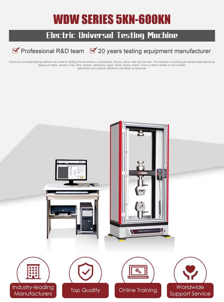 Wdw-20/50/100/200/300kn Computer Servo-Control Electronic Universal Tensile Strength Material Testing Machine