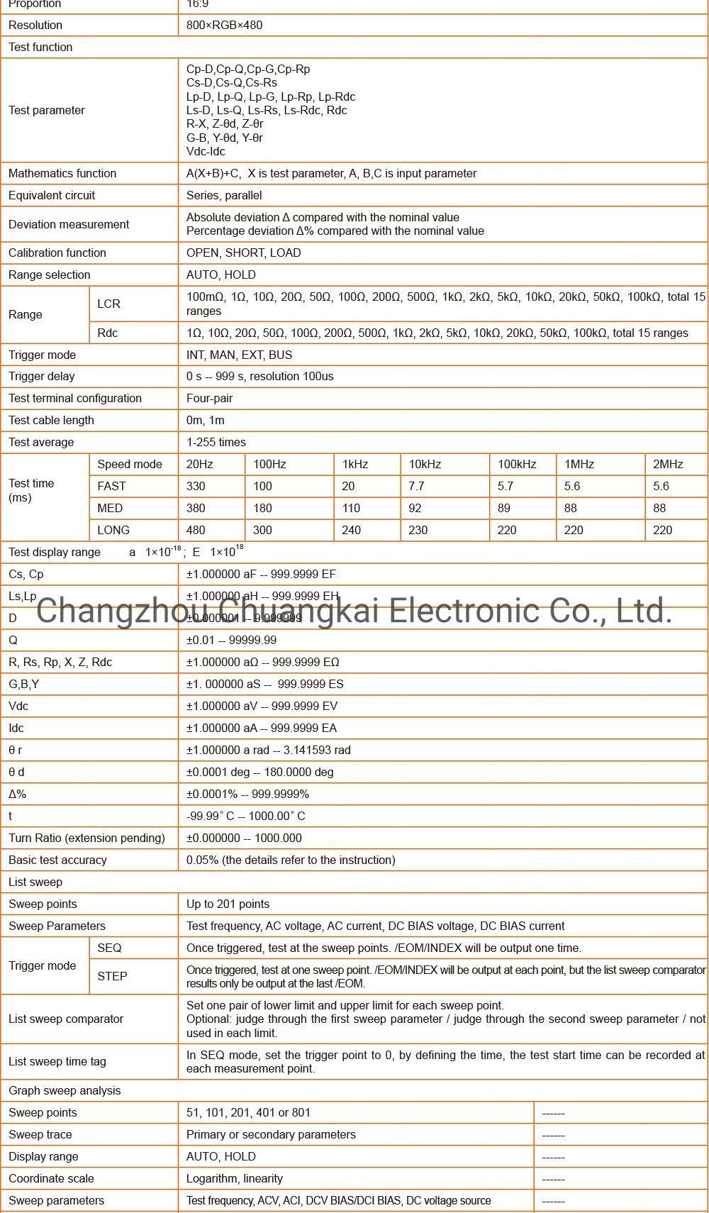 Th2838h Lcr Meter 20Hz-2MHz with DC Bias 0-40V Resistance Meter