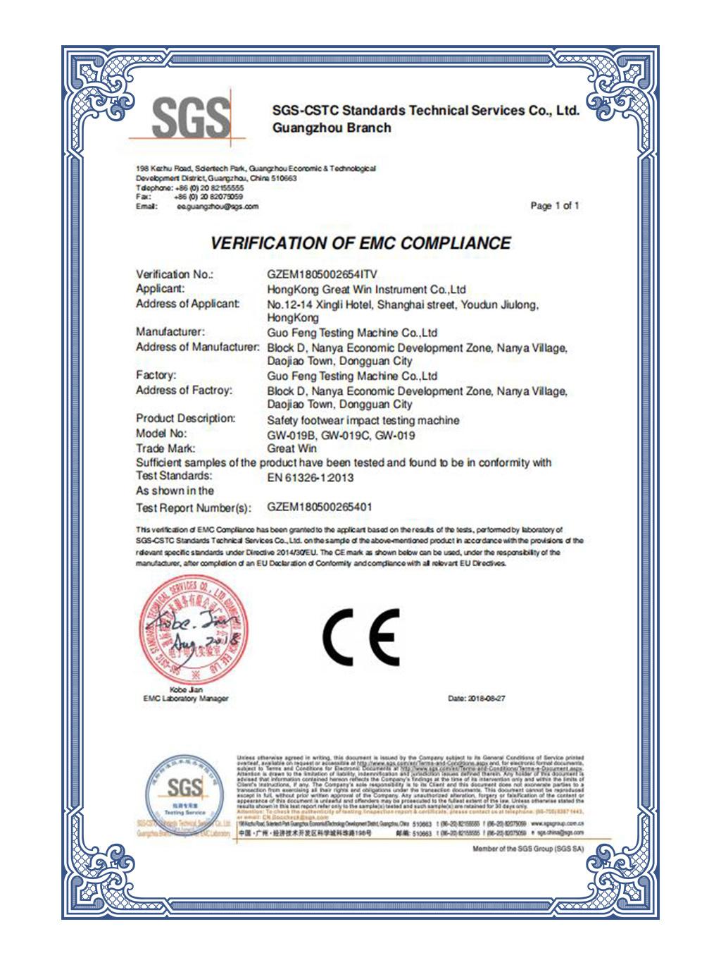 Maquina / Equipo De Prueba De Impacto De La Puntera De Seguridad De Alta Calidad Con Certificado Ce (GW-019C)