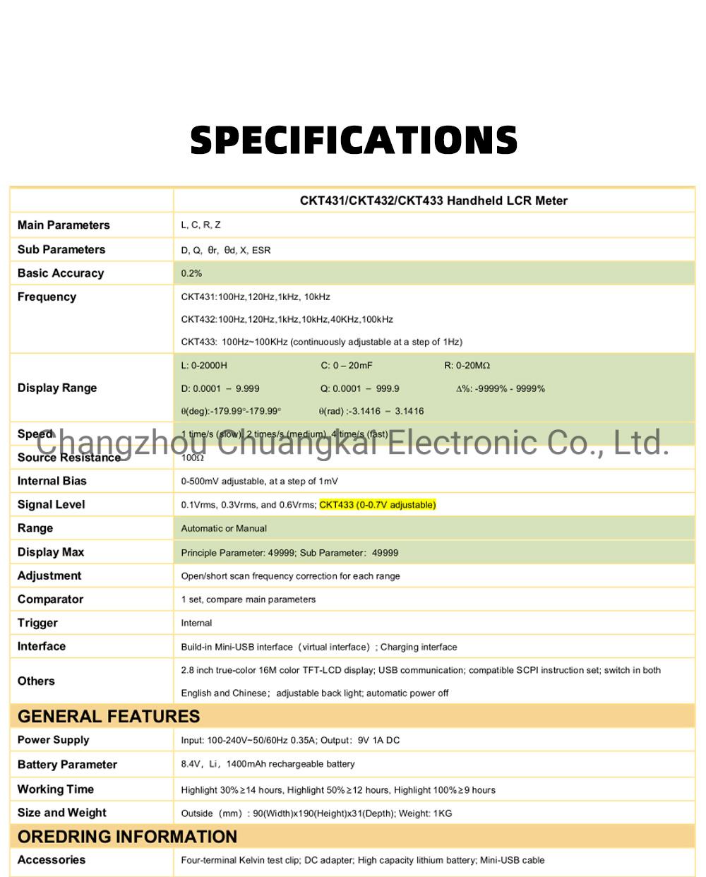 Ckt431 Portable Lcr Meter 100Hz, 120Hz, 1kHz, 10kHz