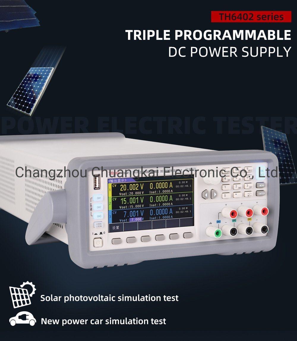Th6412 Programmable Linear DC Power Source with 0-30V/6A/180W*2, 0-6V/5A/30W*1