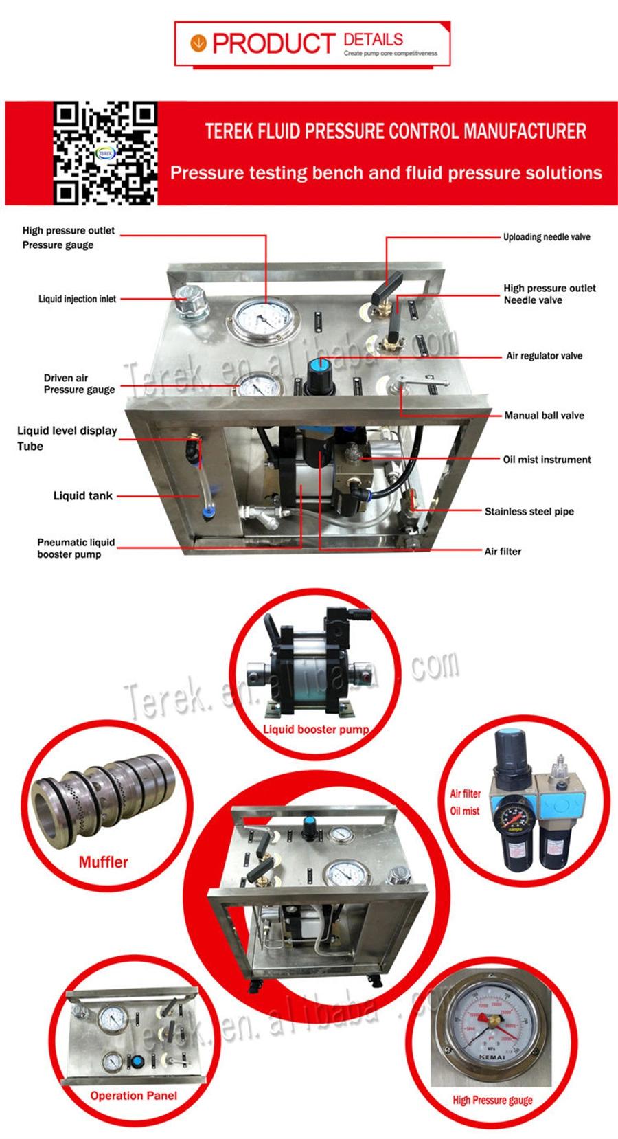 Terek 100 Psi-20000 Psi High Pressure Air Driven Hydraulic Oil Test Pump