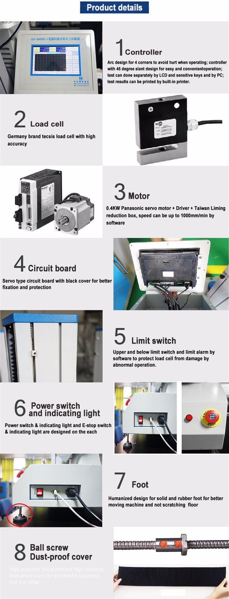 200kg Capacity Servo Motor Universal Tensile Testing Machine