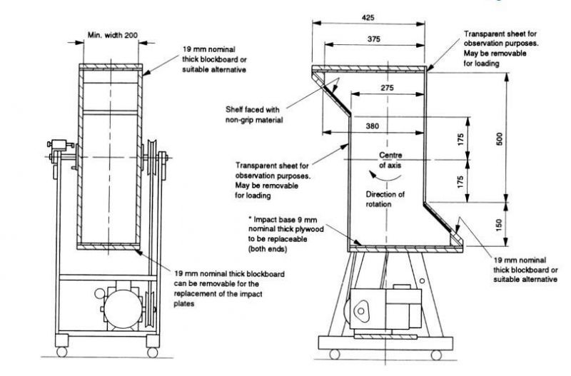 Tumbling Barrel for IEC 60068-2-31 and BS 1363 Test Equipment