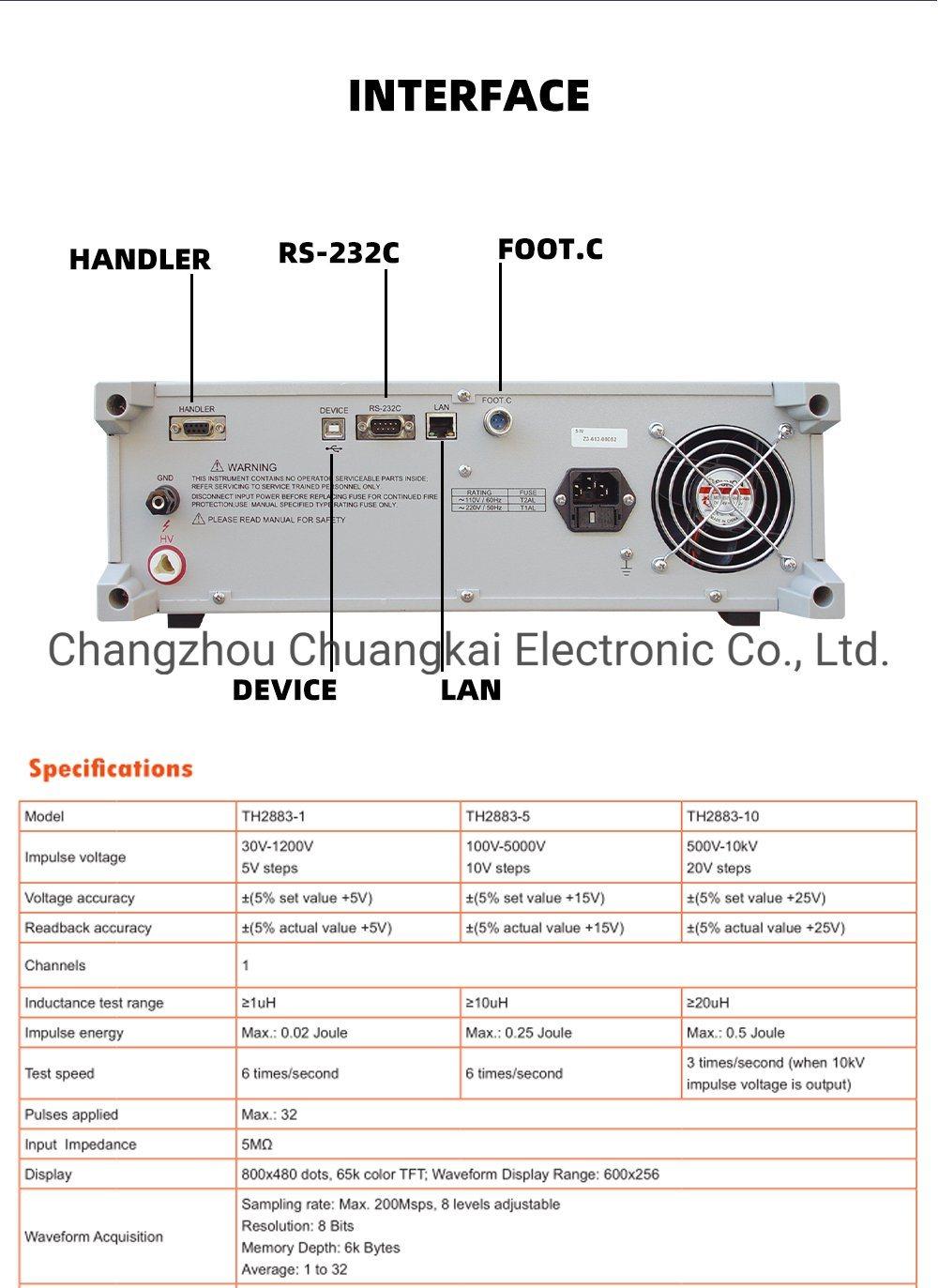 Th2883-10 Impulse Winding Tester 20mh Inductance Impulse Voltage Output 500-10kv
