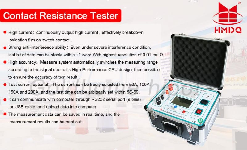 Digital Automatic 100A Contact Resistance Micro-Ohm Meter 200A Loop Contact Resistance Meter Test Kit Circuit Breaker Loop Resistance Tester with Printer