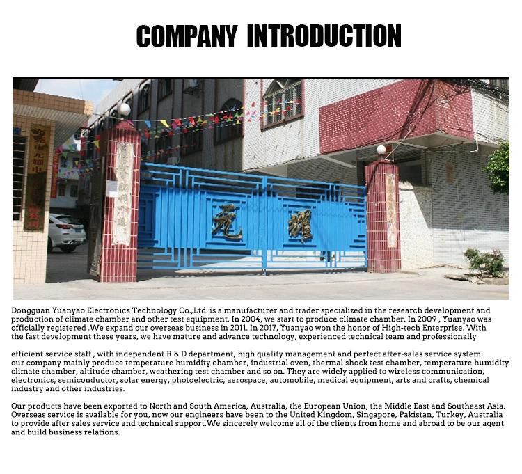 Yth-800 High Low Temperature Test Chamber Machine for Metal/ Electric/ Food/Medical Product