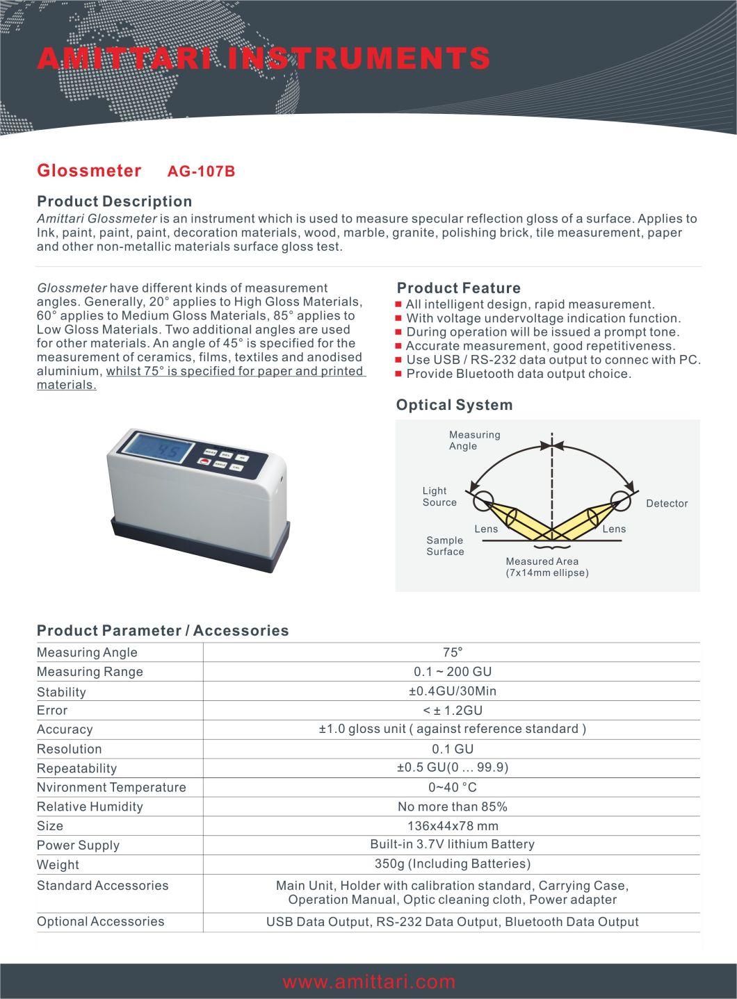 Digital Gloss Meter Measuring Angle 75 Degrees