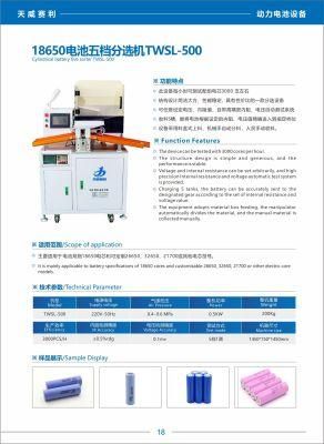 Twsl-500 Automatic Battery Pack Assembly Machine 18650/26650/32650 Li-ion Battery Cells IR Voltage Test Sorter Battery Test Machine