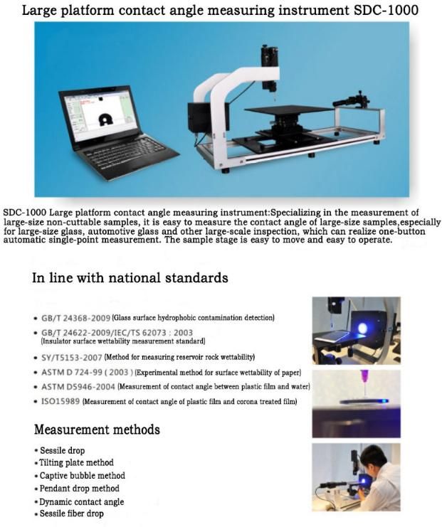 Large Platform Contact Angle Analyzer-Contact Angle Goniometer- Precision Contact Angle Measuring Instrument for Glass, Film