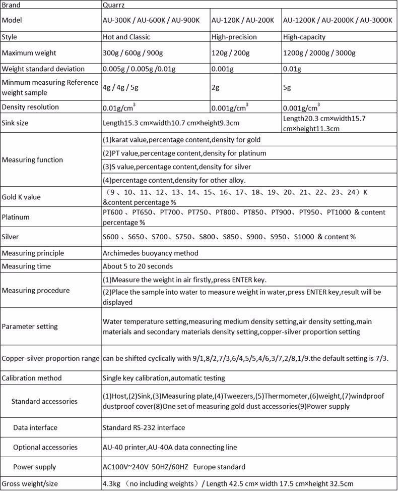 AU-200K Digital Electronic Gold Measuring Machine, Gold Scale and Purity Testing Equipment, Gold Test Solution