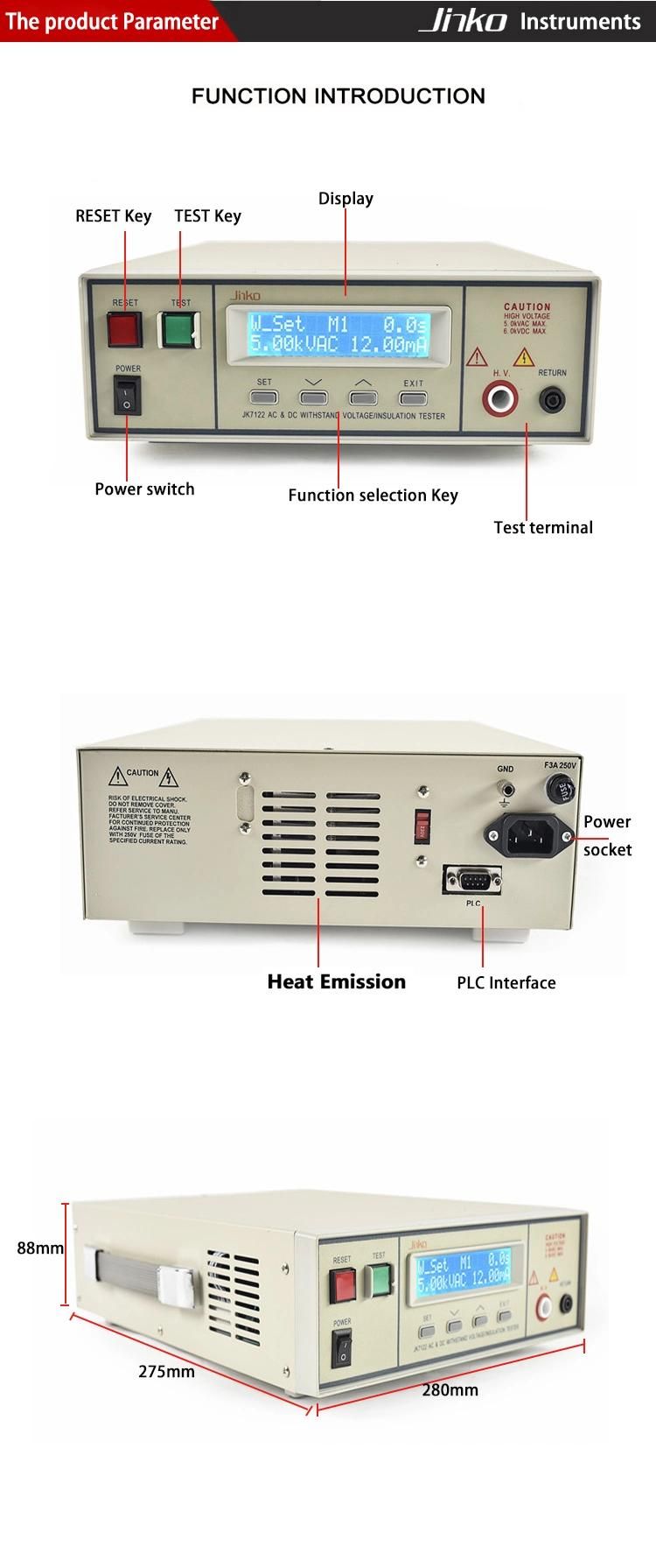 Jk7122 AC DC Withstand Voltage/Programmable Voltage Insulation Resistance Tester