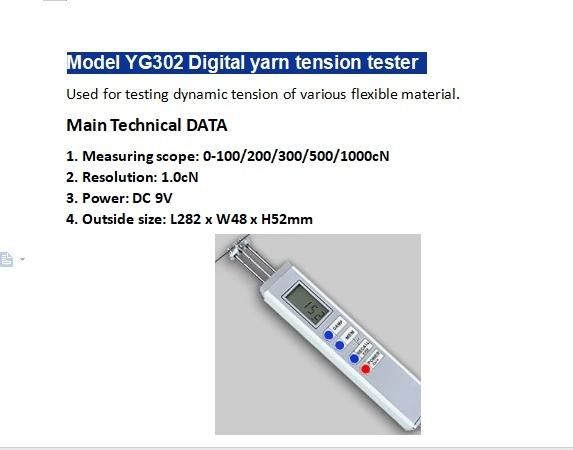 Model Yg302 Digital Yarn Tension Tester Uesd in Lab Equipment