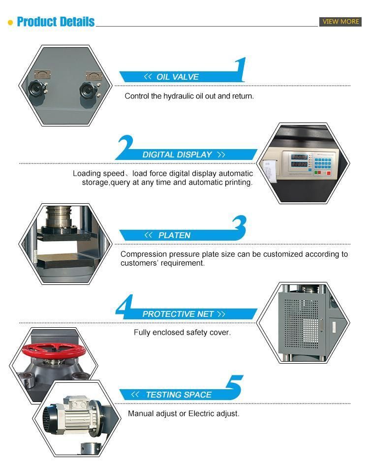 1000kn/2000kn/3000kn/100ton/200ton/300ton Digital Display Motor Automatic Compression Testing Machine