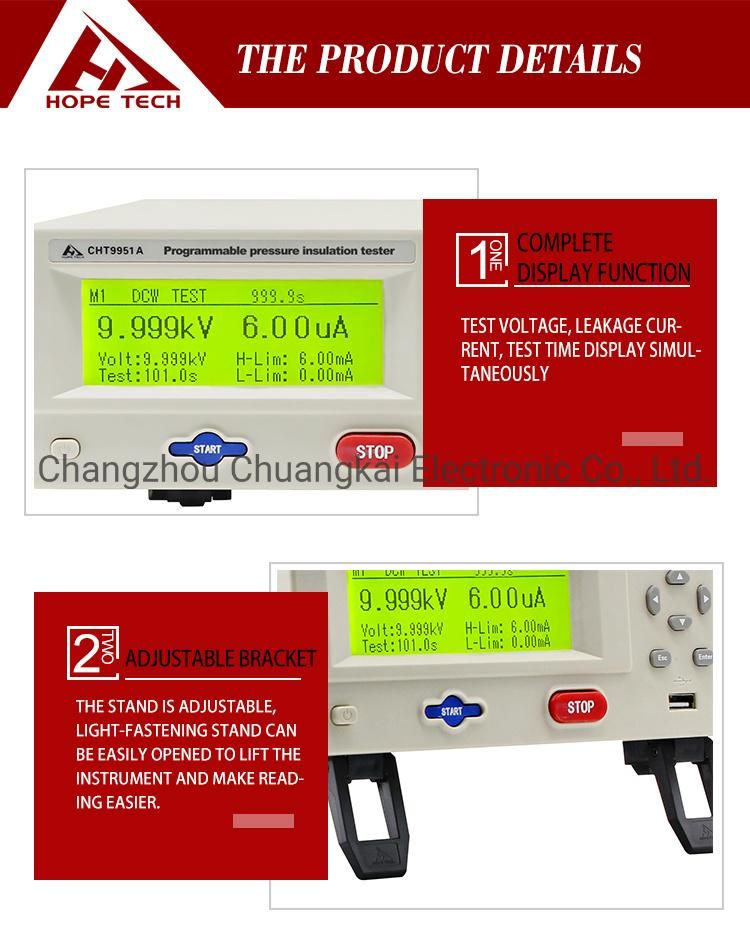 Cht9951A Photovoltaic DC Hipot Tester Insulation Resistance 5kv Megger Insulation Tester