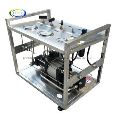 Terek Air Driven High-Pressure Nitrogen Oxygen Helium Hydrogen Gas Booster System with Gauges