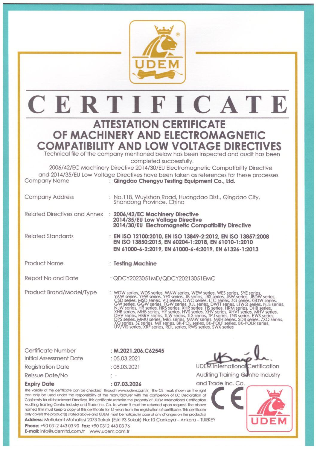 ISO International Standard Certification Digital Compressive Strength Testing Machine for Construction Industry