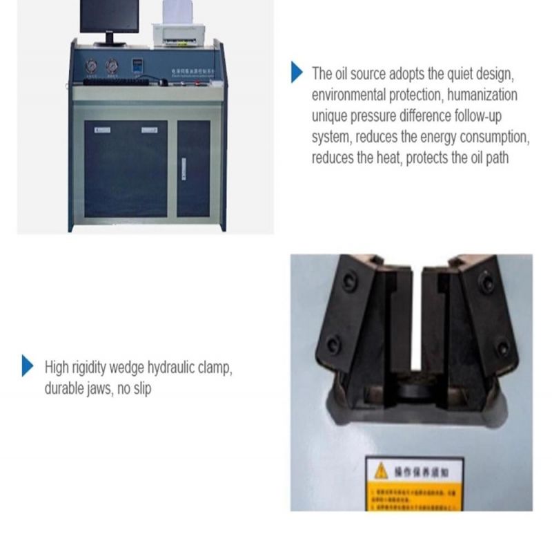 ISO Certified Electro-Hydraulic Servo Tension and Compression Strength Universal Testing Machine for Laboratory