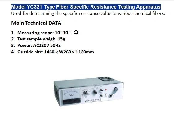 Model Yg321 Type Fiber Specific Resistance Testing Apparatus Tester
