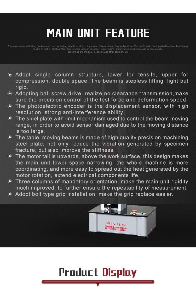 1/2/3/4/5 Kn Computer Display Electronic Tensile Test Machine