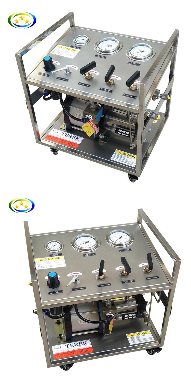 Terek Brand High Quality 16-800 Bar Output Single Action Air Driven Gas Booster Station for Cylinder Testing